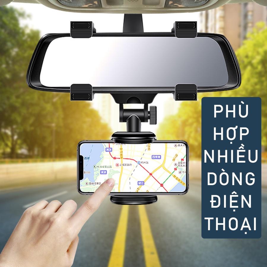 Giá treo đỡ điện thoại xoay 360 độ trên ô tô , giá để điện thoại móc gương chiếu hậu , cây kẹp smartphone tiện