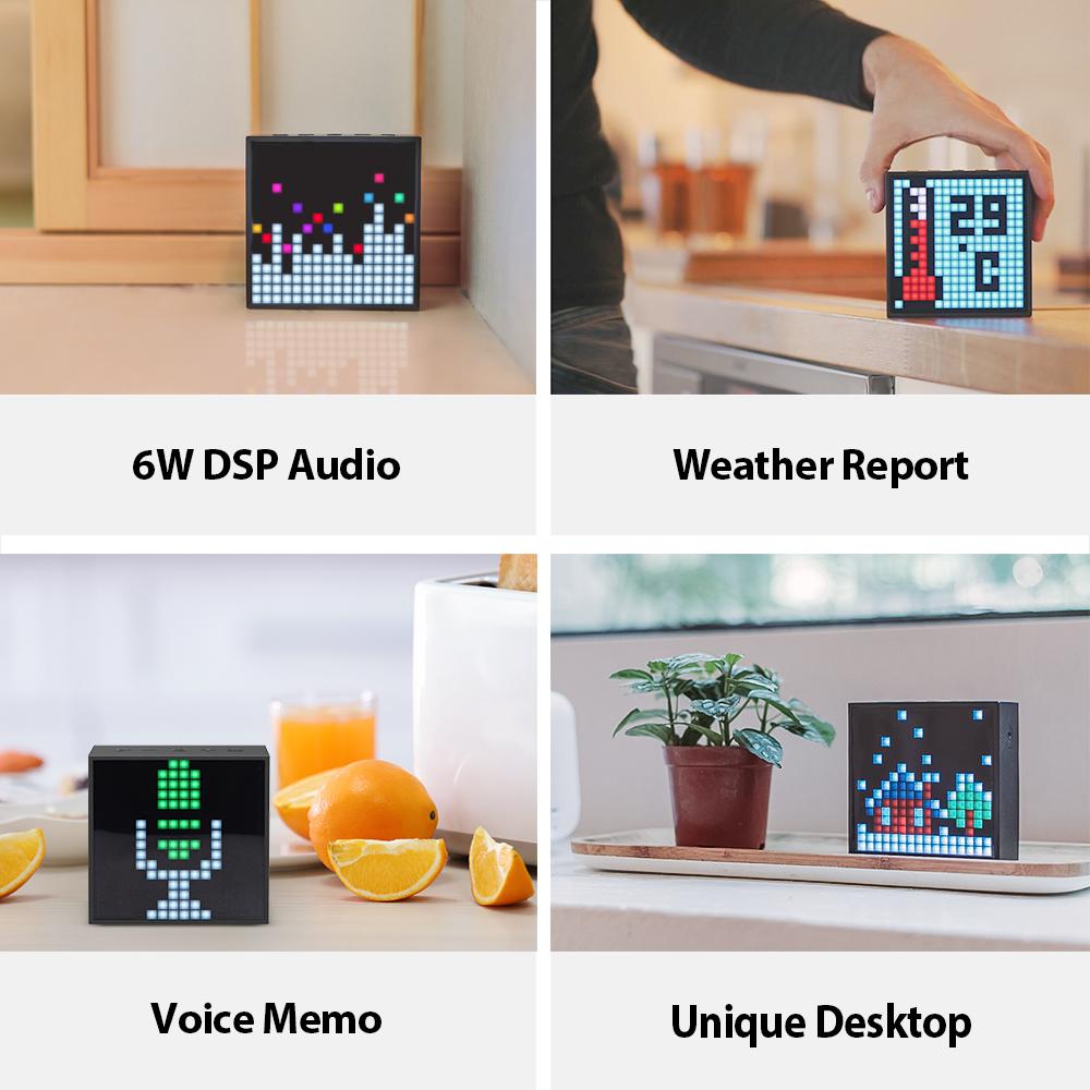 Loa di động Bluetooth Divoom Timebox Evo có đồng hồ báo thức Màn hình LED có thể lập trình để sáng tạo nghệ thuật pixel Món quà độc đáo Màu sắc: Đen