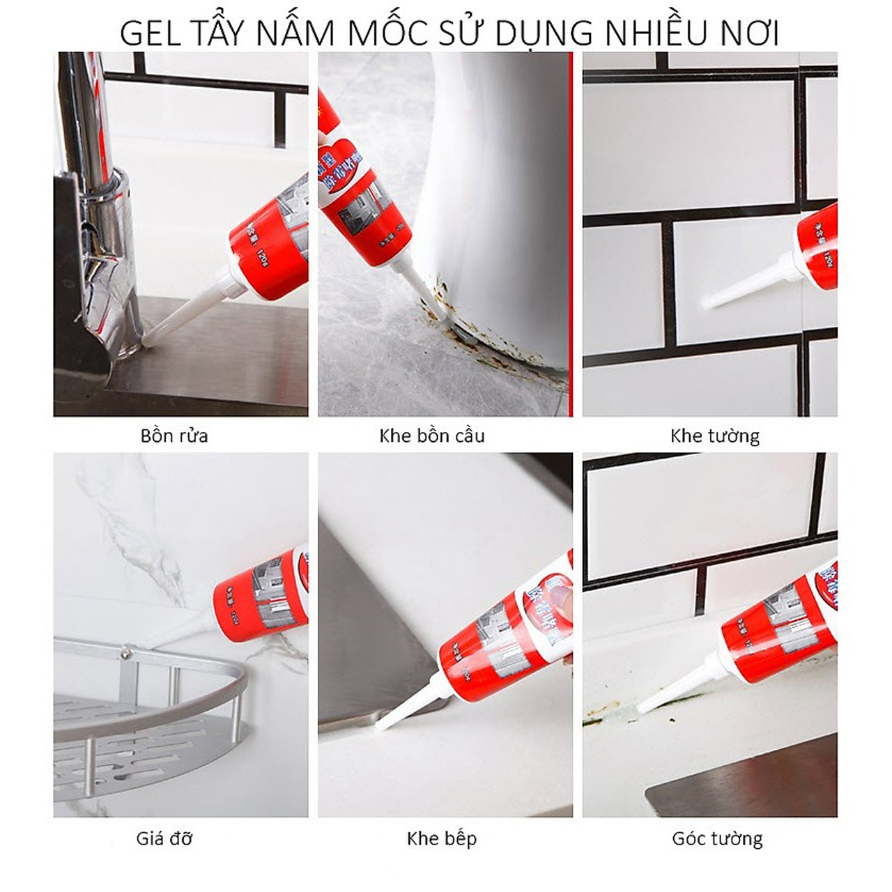 Gel tẩy nấm mốc đa năng 120ml keo tẩy nấm mốc slicon, gioăng cao su máy giặt, mốc chân tường làm sạc khu bếp, nhà vệ sinh, kẽ tường, tủ lạnh - loại cực mạnh, chất lượng cao