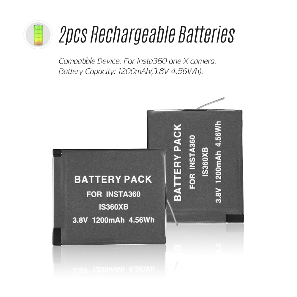 Bộ sạc pin máy ảnh kép di động Bộ với 2 pin có thể sạc lại Đèn báo cáp USB cho Insta360