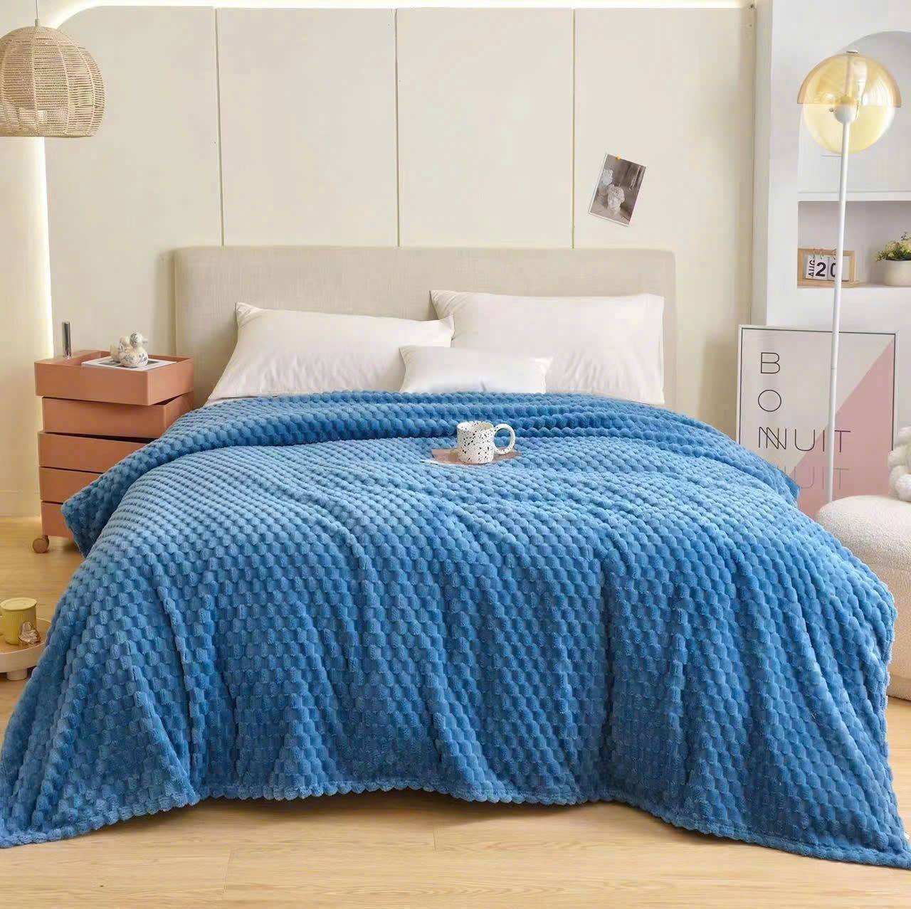 Chăn Hè, Chăn Văn Phòng Kẻ Ô Vuông Nhập Khẩu, Chất Liệu Cao Cấp, Kích Thước 2m2 x 2m - HÀNG CHÍNH HÃNG MINIIN