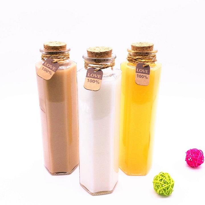 Chai Thủy Tinh Lục Giác 350ml Nút Bần Cao Cấp