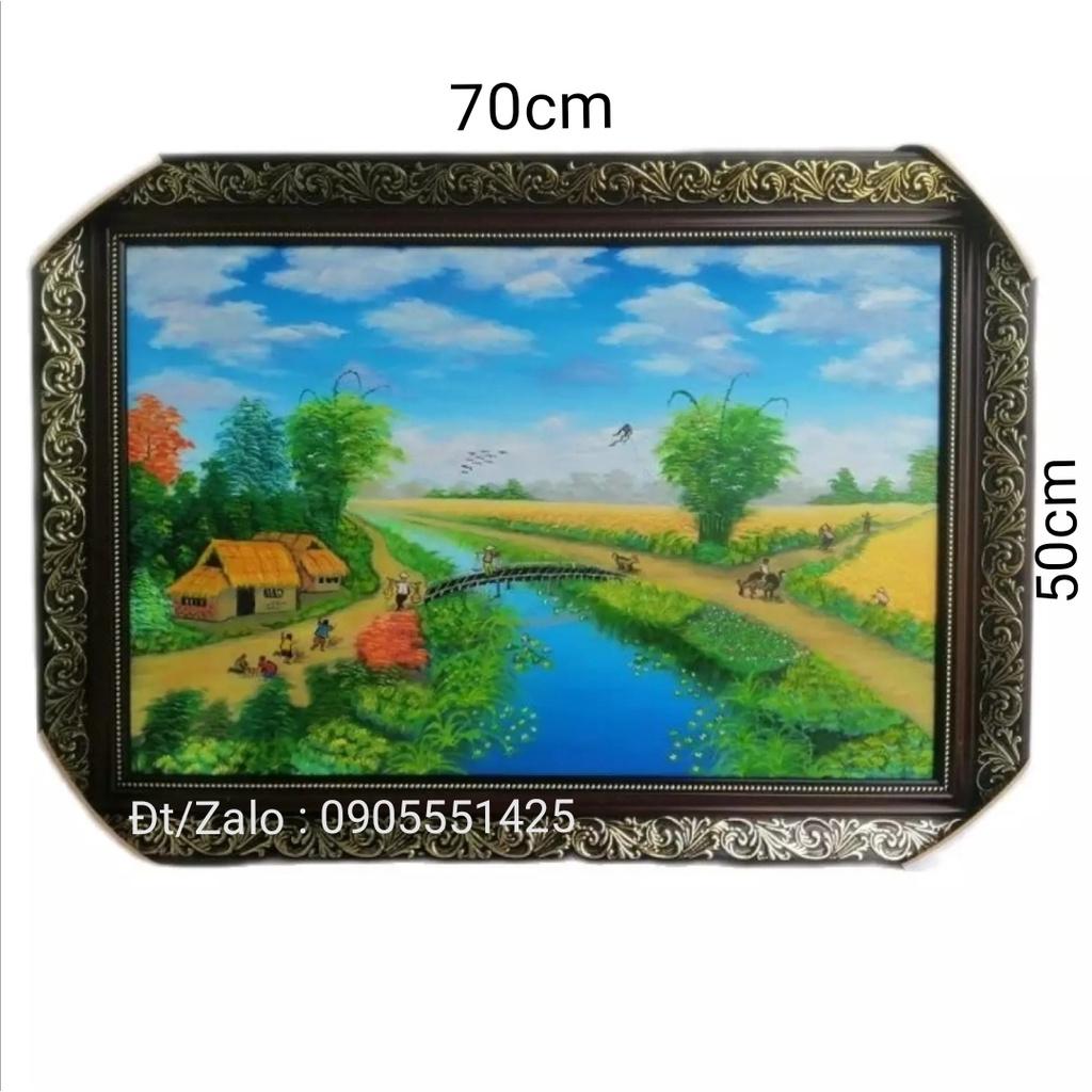 Tranh vẽ tay quê hương. Quà tặng TÂN GIA, khai trương, tặng ông bà, cha mẹ