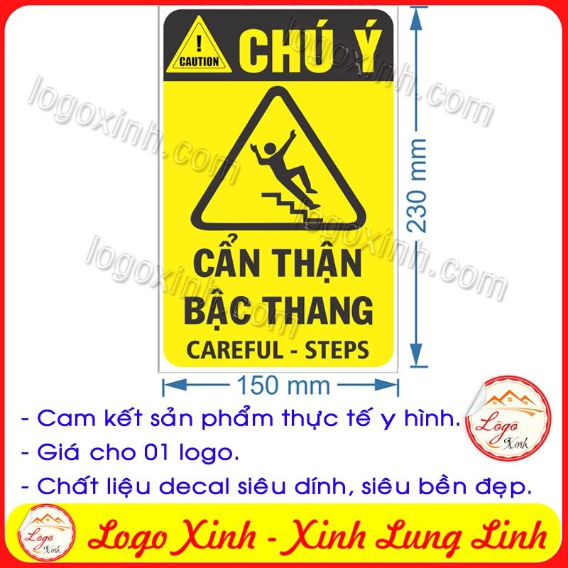 LOGO TEM STICKER CẢNH BÁO CẨN THẬN BẬC THANG, CAREFUL STEPS - BIỂN CẢNH BÁO AN TOÀN LAO ĐỘNG