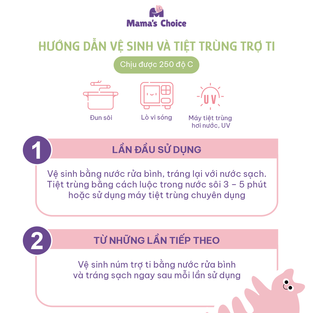 Núm Trợ Ti Mama's Choice, Trợ Ty Silicone Siêu Mềm Giúp Mẹ Cho Bé Bú Dễ Dàng