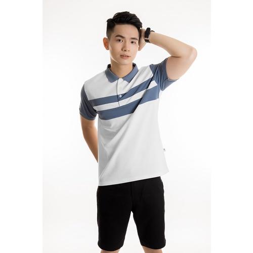 Áo polo nam phối sọc thân cotton cá sấu tay ngắn PL02