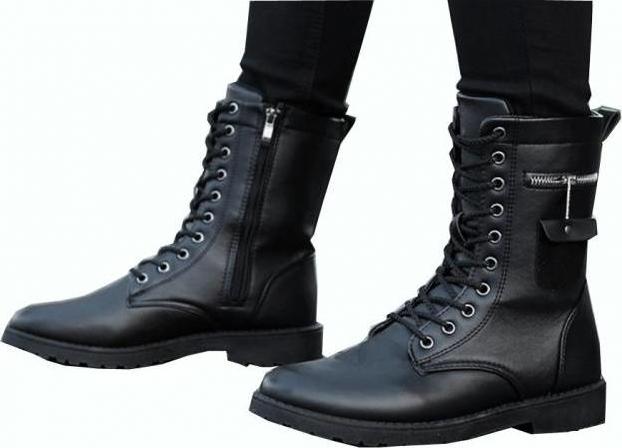 Giày nam combat boot dây kéo ngang SM003