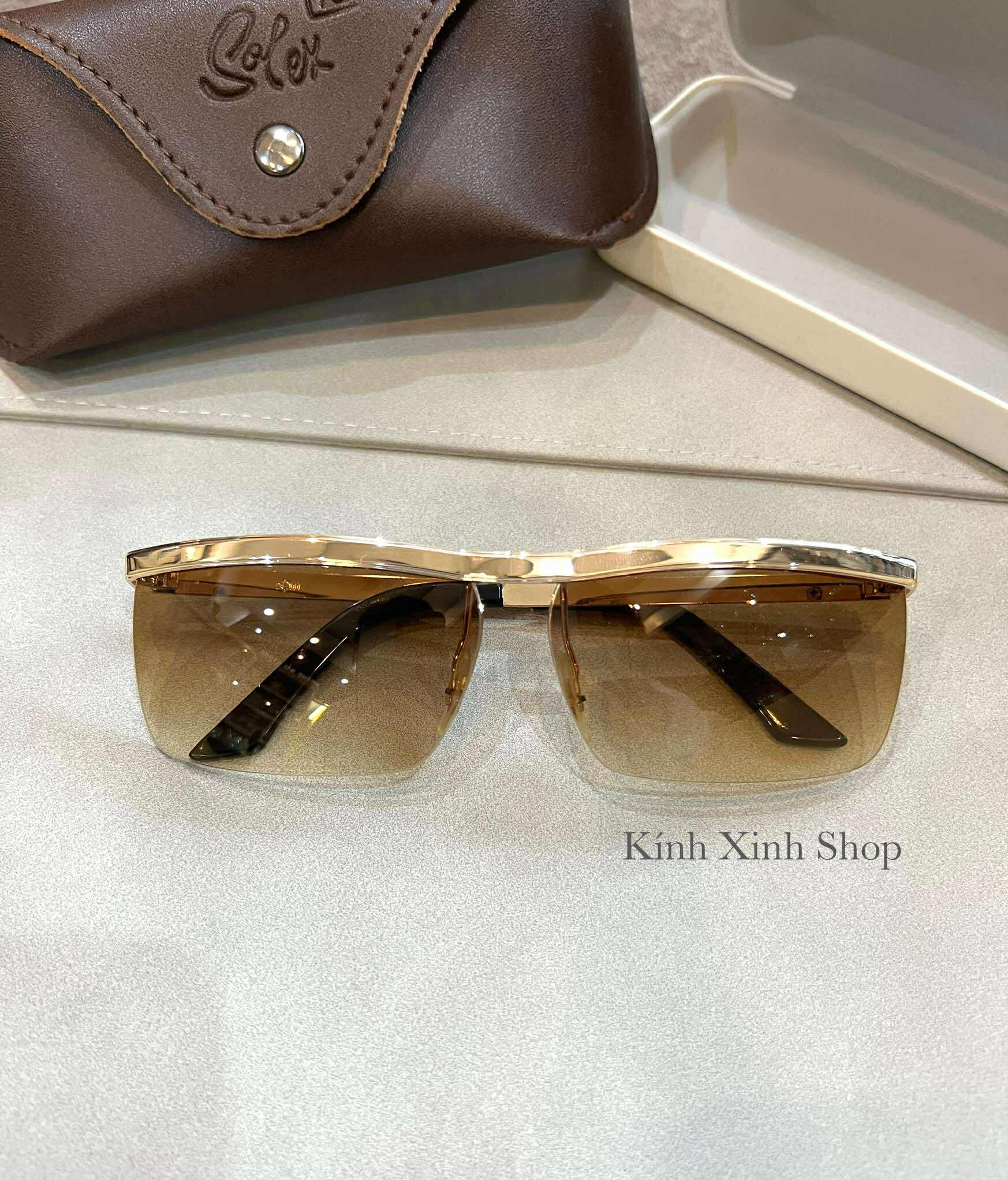 Kính râm nam Solex Sống Trâu nửa viền cao cấp gọng mạ vàng 14K 1/25