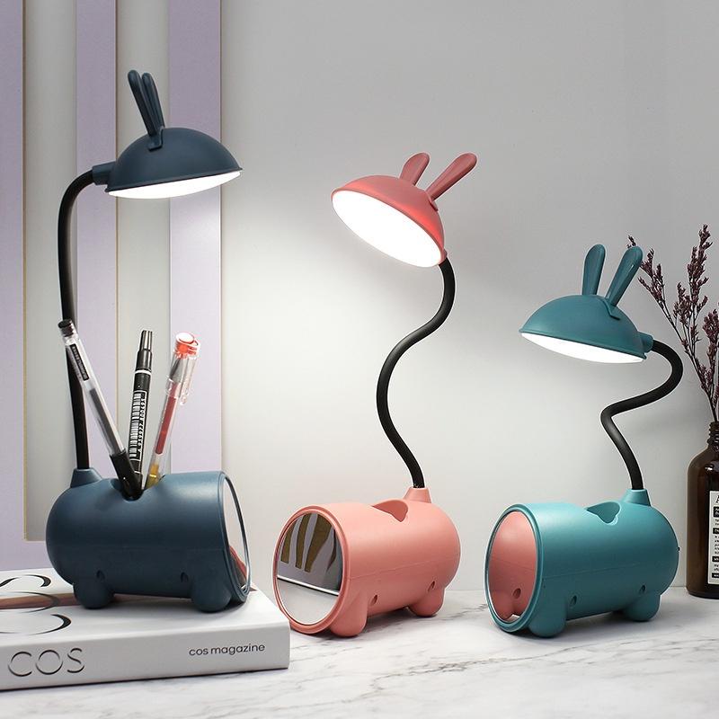 Đèn LED Tích Điện Để Bàn Kèm Gương Trang Điểm FY004 SIÊU CUTE