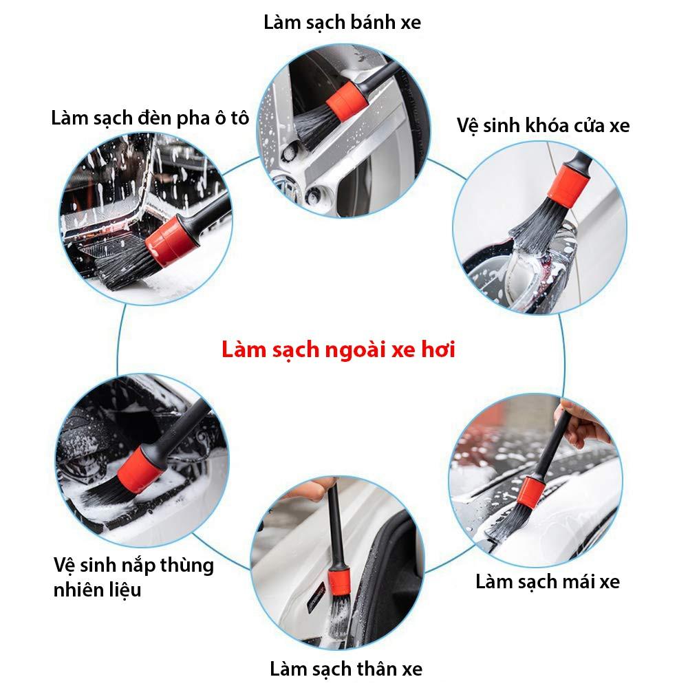 Bộ 5 cọ tròn rửa xe , chổi vệ sinh nội thất ô tô đa năng 5 kích thước Cửa hàng nội ngoại thất ô tô Trendy Car
