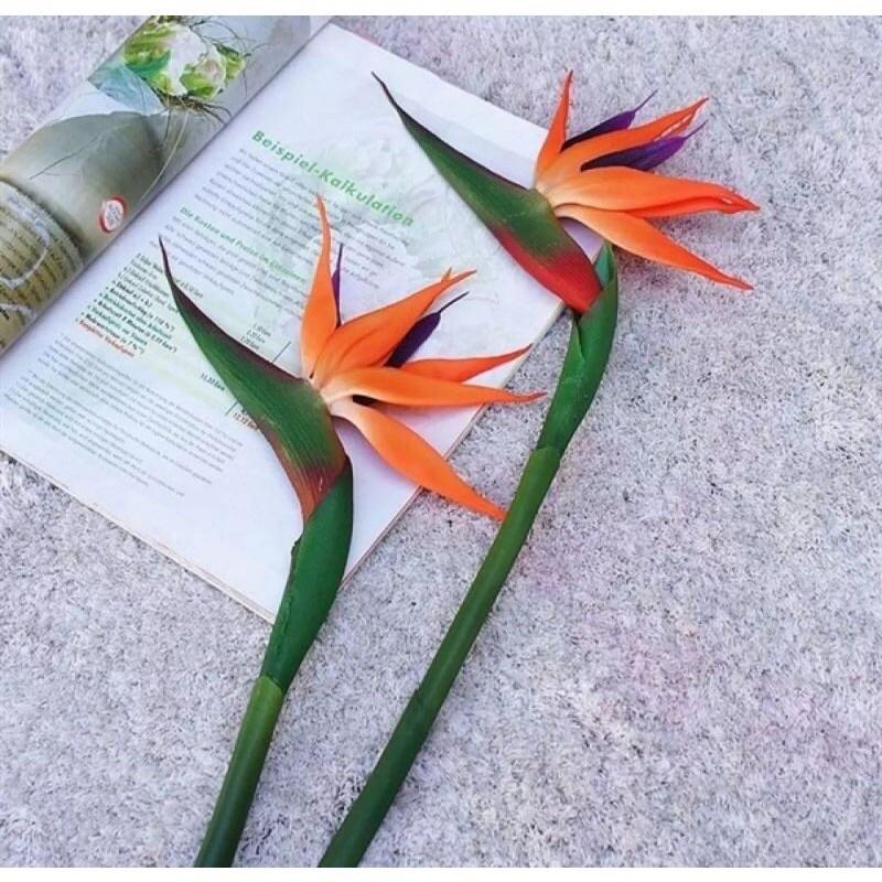 Hoa Giả - Cành Hoa Thiên Điểu Cao Su To dài 80cm decor trang trí cực sang chảnh