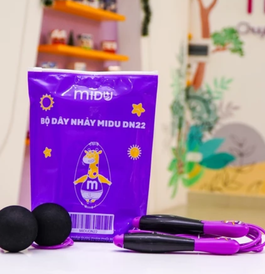 Bộ dây nhảy túi Midu DN22 2 cán chống trượt có bộ đếm điện tử dây lõi thép dài 3 mét chắc chắn độ bền cao