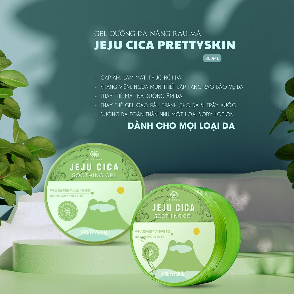 Gel Dưỡng Rau Má PrettySkin The Pure Jeju Cica Soothing Gel 300ml