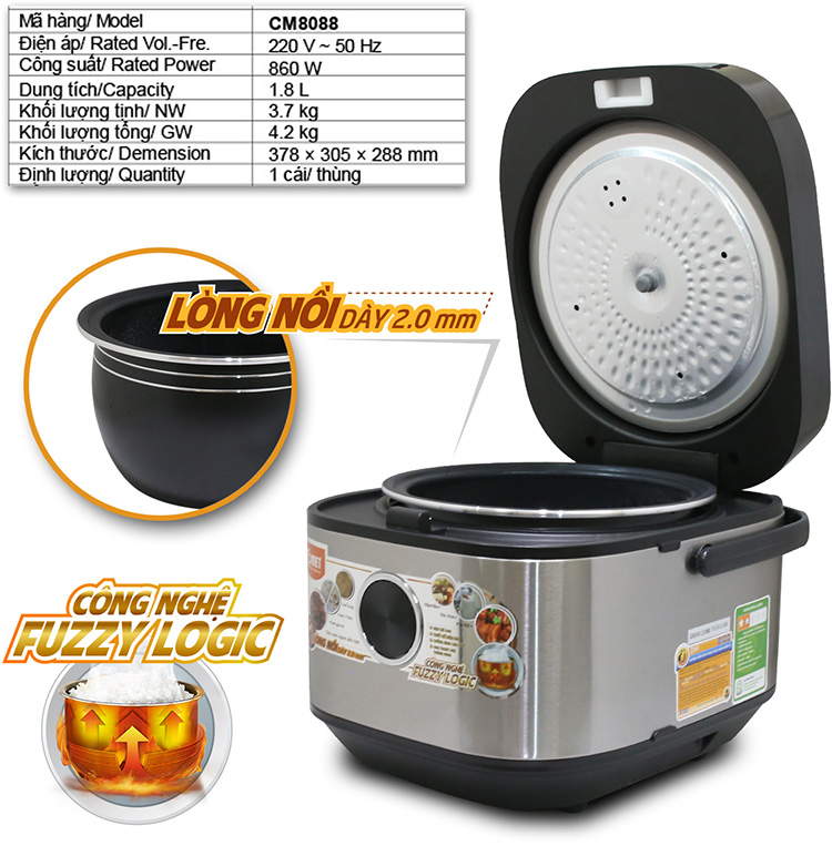 Nồi cơm điện tử COMET CM8088 1.8L - Hàng chính hãng