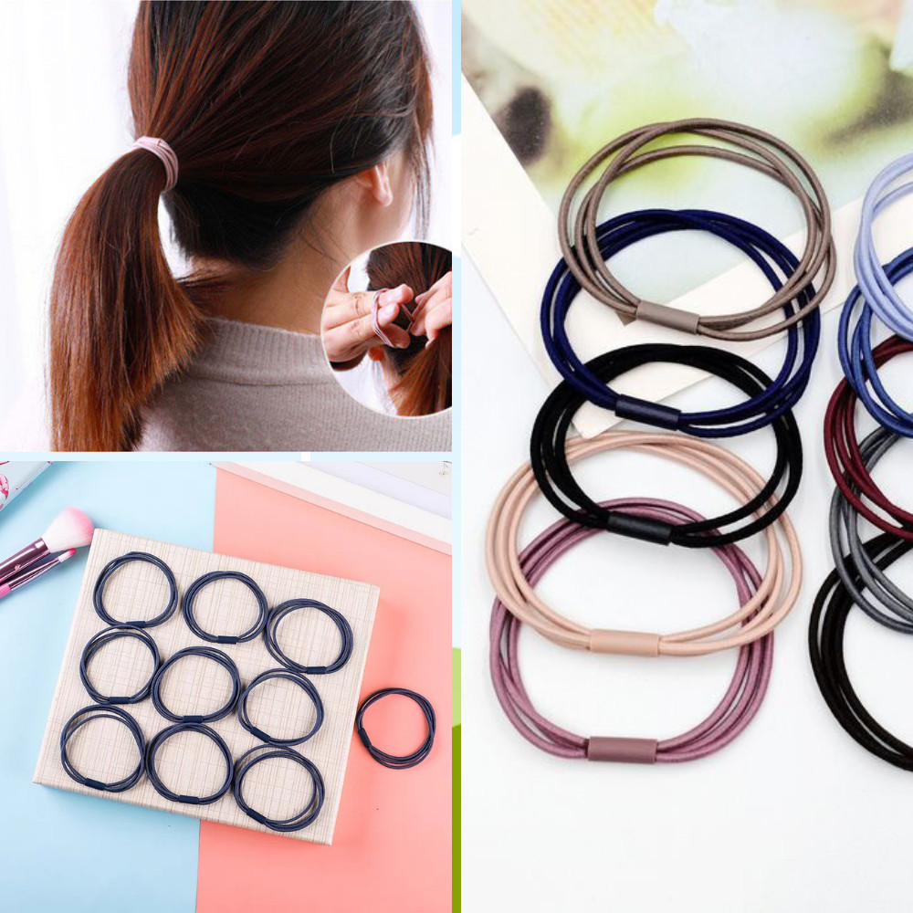Combo 5 Dây Chun Buộc Tóc, Thun Cột Tóc Mảnh 3 Vòng Màu Sắc Nhã Nhặn SC23