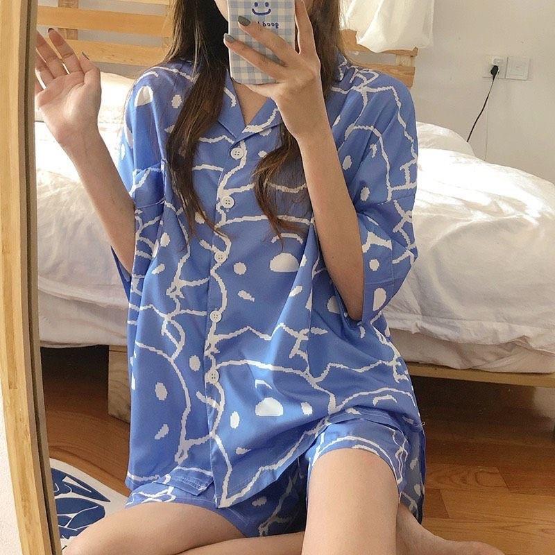 Bộ ngủ nữ cộc hình gấu, bộ pijama quần áo cộc ngắn in hình họa tiết trang trí dễ thương