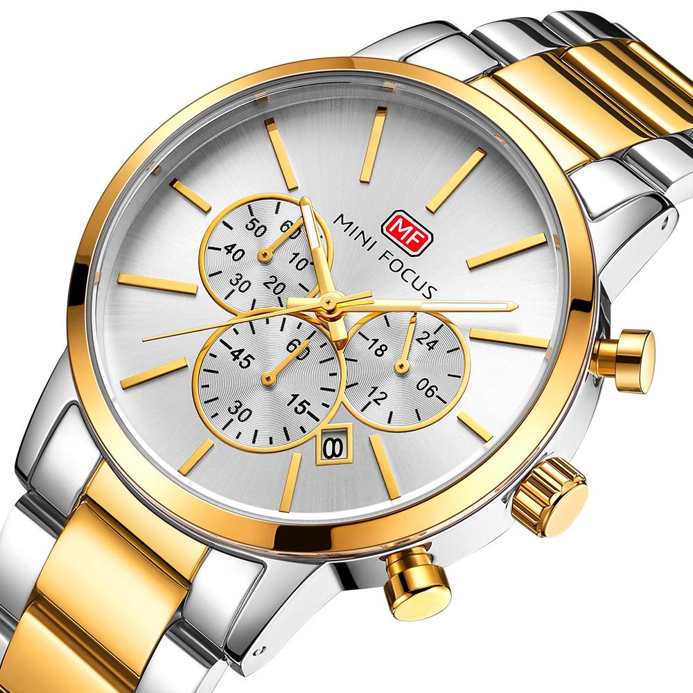 Đồng hồ nam MINI FOCUS Đồng hồ đeo tay Quartz phong cách doanh nhân chống thấm nước 3ATM