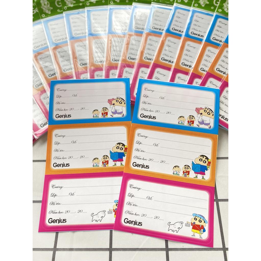 Tệp 15 nhãn vở học sinh được cắt dán sẵn, nhiều hình mẫu cute - VPP Thiên Ái