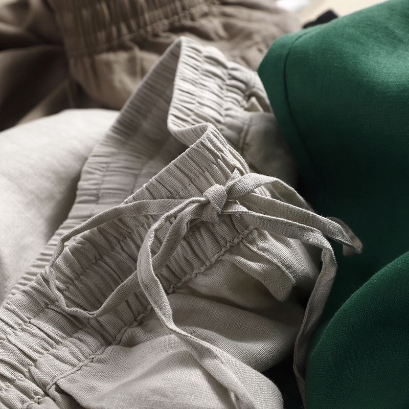 Quần Linen Nữ Ống Rộng Cạp Chun 2 Túi Sườn Q004