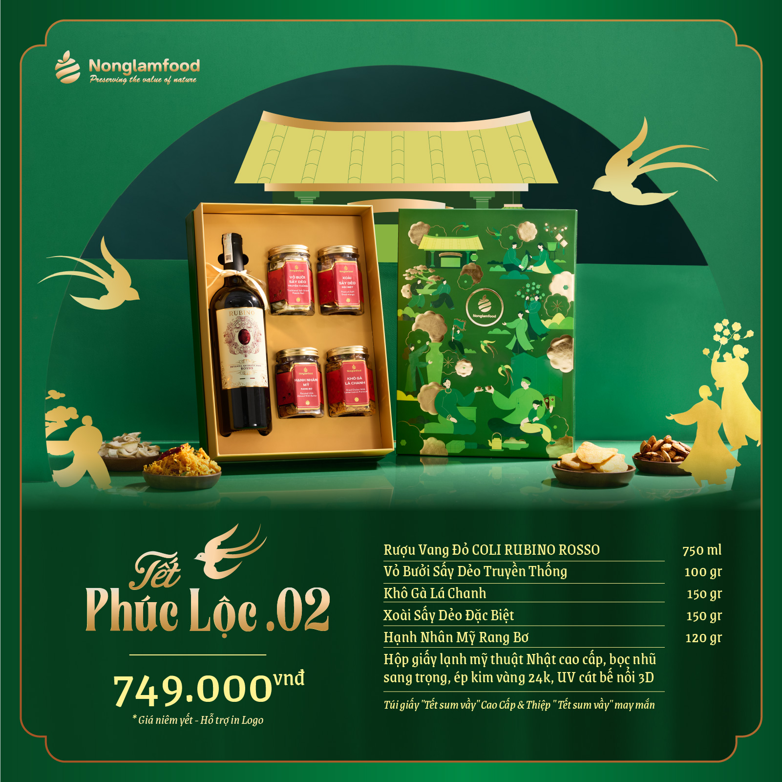 [BỘ QUÀ TẾT 2025] Set quà Tết Phúc Lộc 2 Nonglamfood | Hạt mứt tết cao cấp, quà tặng cho người thân