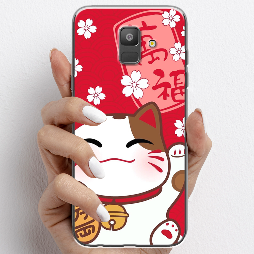 Ốp lưng cho Samsung A6 2018, Samsung A6 Plus nhựa TPU mẫu Mèo thần tài