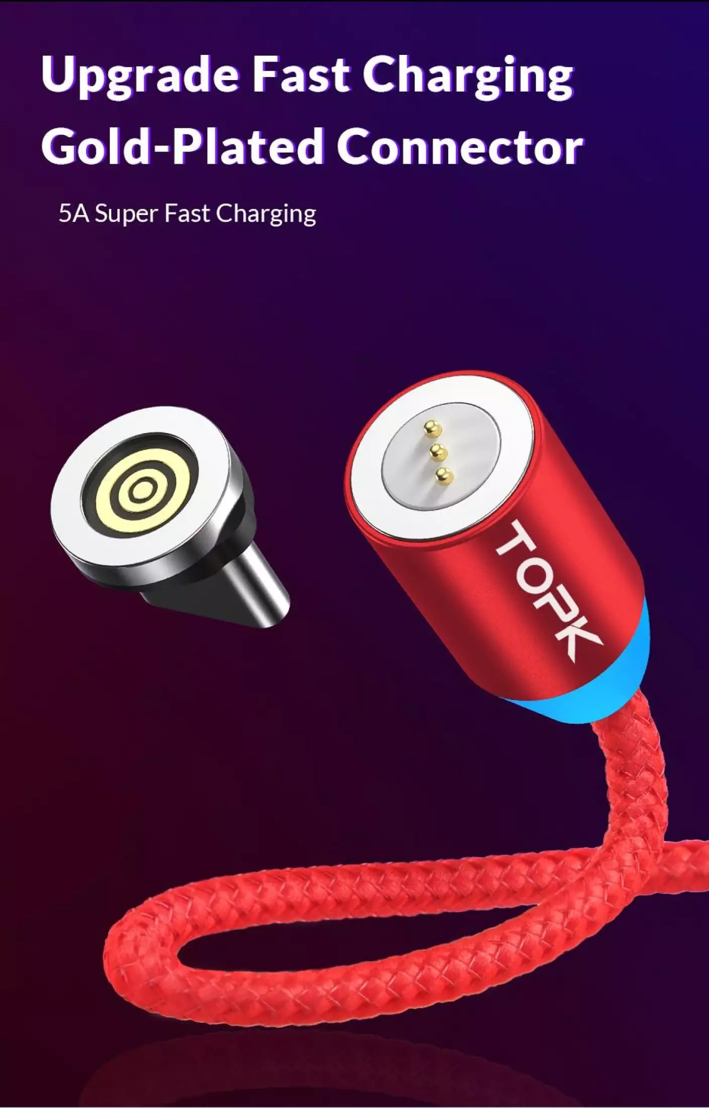 HÀNG CHÍNH HÃNG - Cáp Sạc nam châm TOPK AM37 USB Dành Cho iPhone X Xs Max 11 8 7 6 - Phân phối bởi TOPK VIỆT NAM