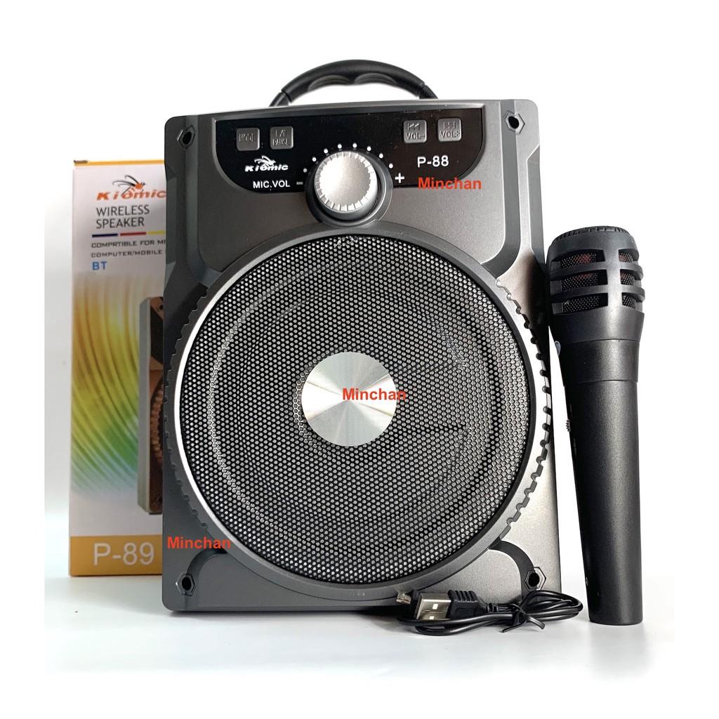 Loa Kéo Bluetooth P.88 P.89 KIOMIC Tặng Kèm Micro Hát Karaoke Cực Hay - Loa Di Dong
