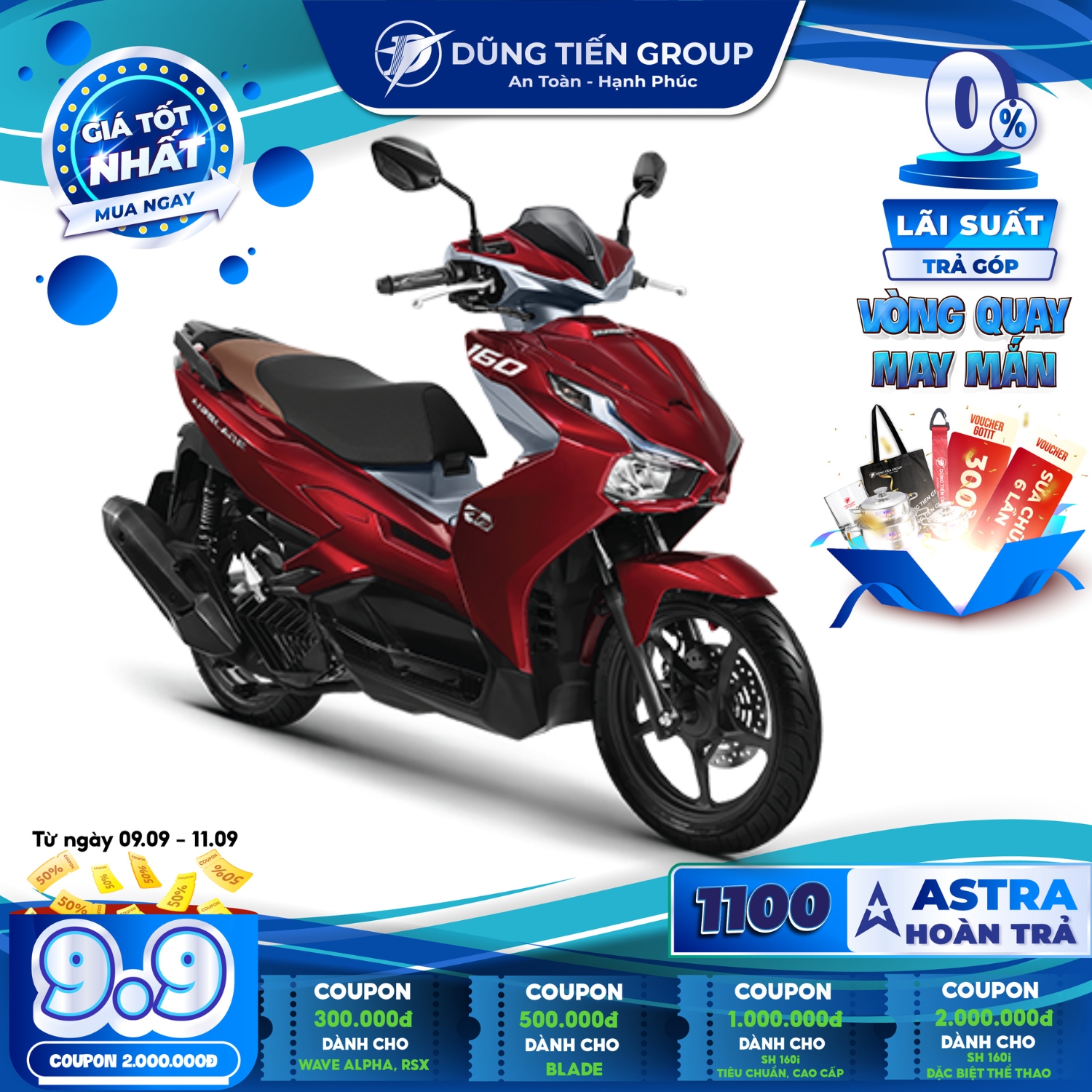 Xe Máy Honda AirBlade 160 2023 - Phiên Bản Tiêu Chuẩn - Đỏ Xám
