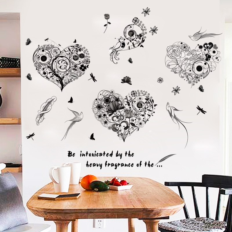 Decal dán tường Heart Art Black XL7238