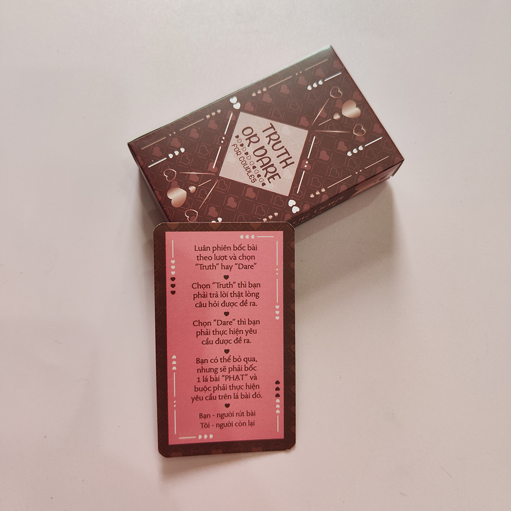 Bộ Bài Cặp Đôi Truth Or Dare For Couple Thẻ Bài Drinking Game Thách Hay Thật 50 lá Thú Vị