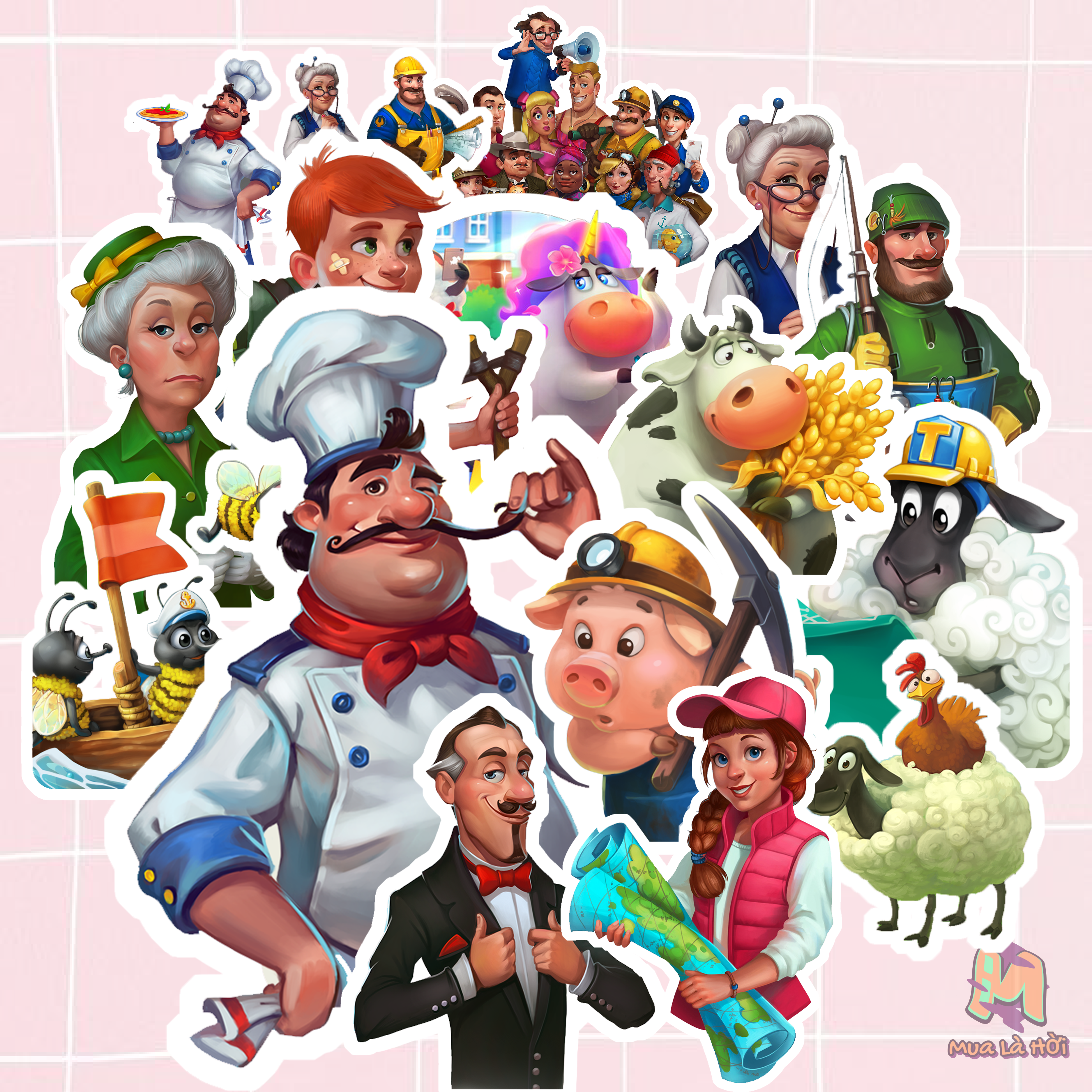 Miếng dán Stickers chủ đề Township