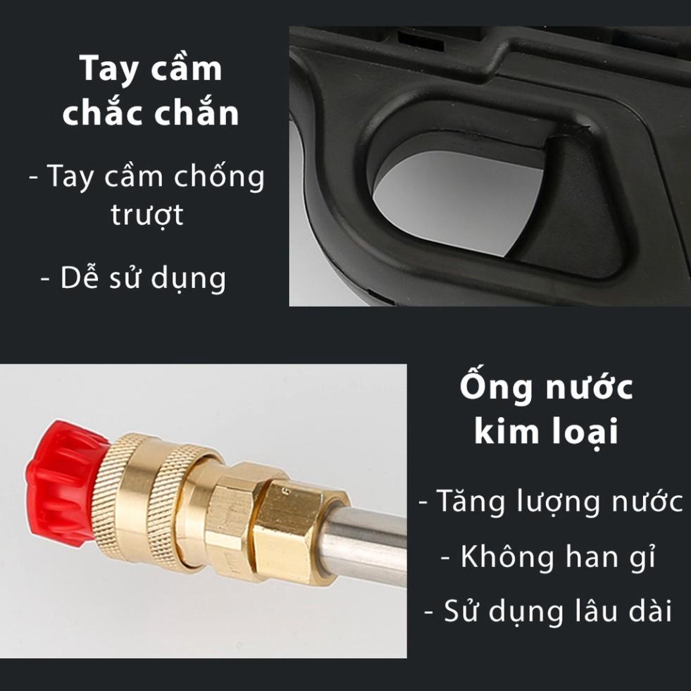 Máy rửa xe dùng pin - Tiện dụng, áp suất cao, pin 199V - Tặng dây dài 5m và bình tạo bọt