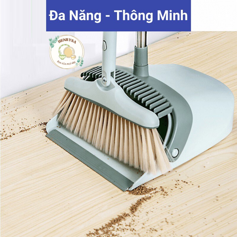 Chổi Quét Nhà Thông Minh Kèm Hót Rác Gấp Gọn - Chổi Quét Nhà Xoay 180 Độ Cán Dài Tiện Lợi - HENRYSA