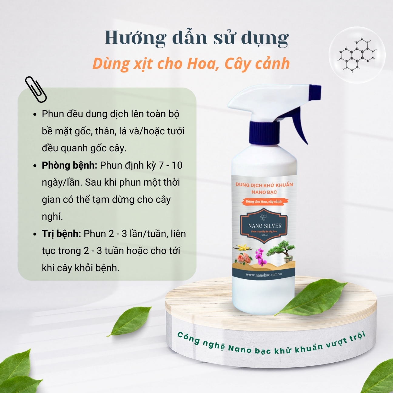 Xịt Trị Nấm Cây &amp; Hoa Nano Bạc Hoàng Gia Khử Khuẩn Cho Cây Cảnh, Hoa Lan, Hoa Hồng - 200ml