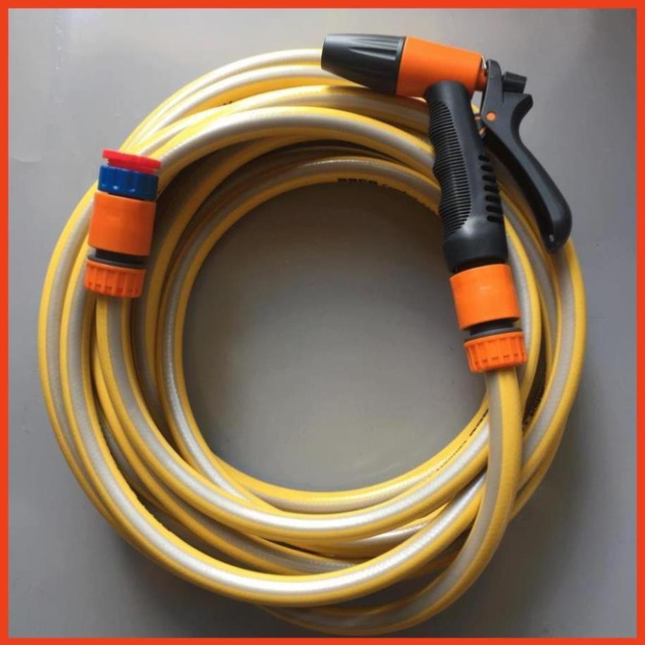 Vòi tưới cây rửa xe 6m-7m-8m tay bóp tùy chỉnh nhiều chế độ 319498622-1622-3 mầu cam