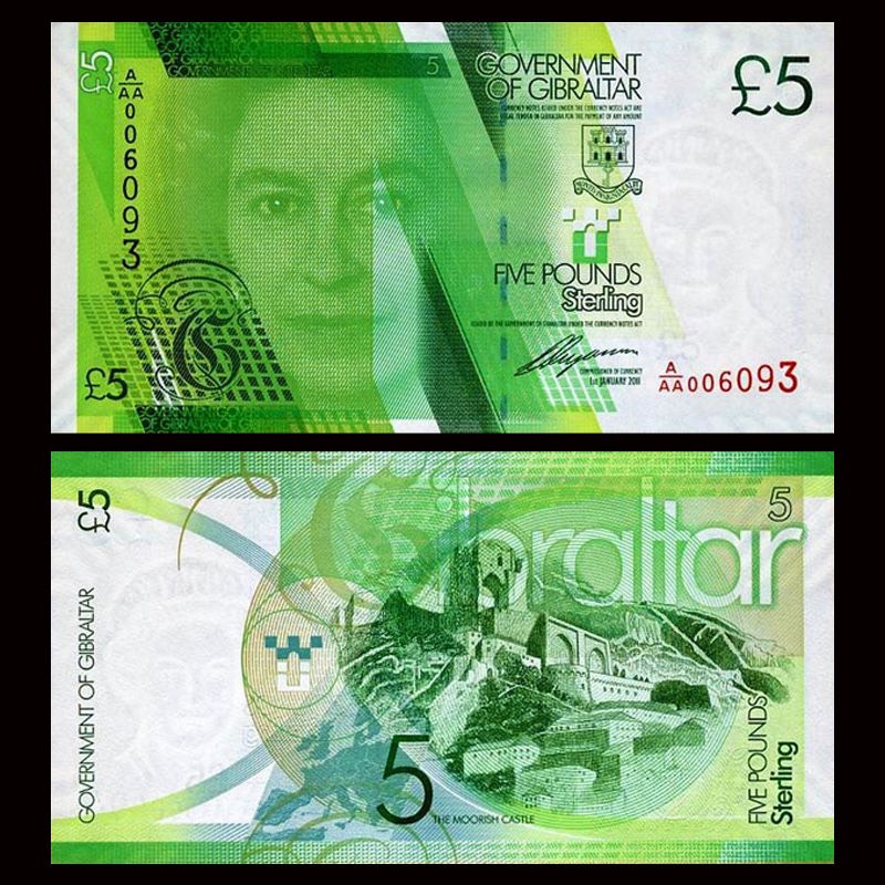 Tiền thế giới, 5 bảng Gibraltar nữ hoàng Elizabeth II sưu tầm