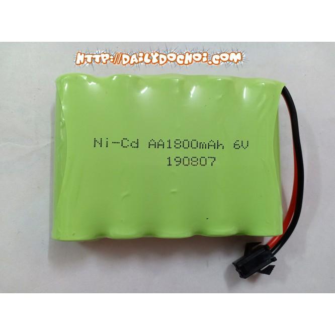 Pin sạc 6v dung lượng 1800mAh chân cắm càng cua đen jack SM 2p