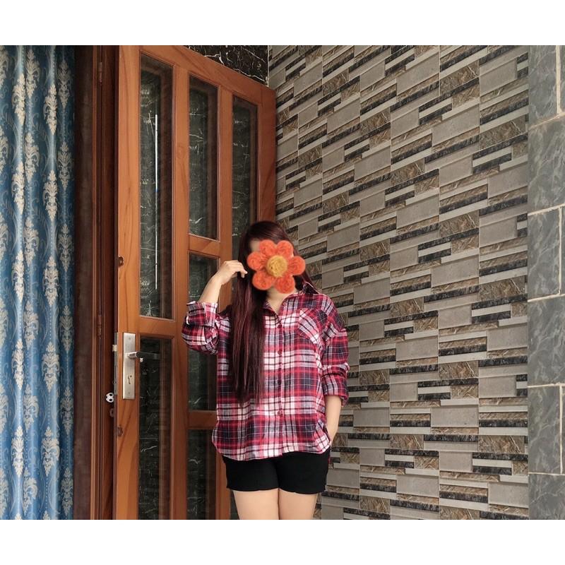 Áo sơ mi oversize 2 cổ caro