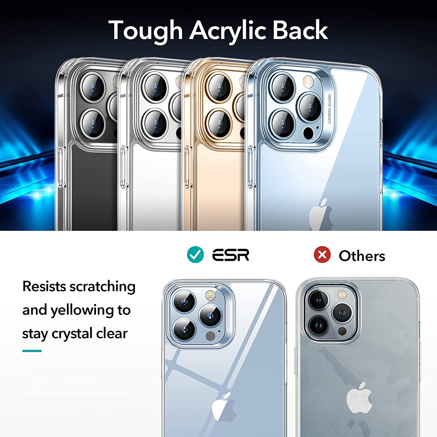 Ốp Lưng Cho iPhone 13 / 13 Pro / 13 Pro Max ESR Classic Hybrid Shock-Absorbing Case (Mặt Lưng Kính Cường Lực) - Hàng Nhập Khẩu