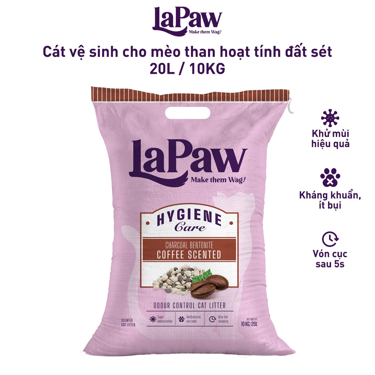 CÁT VỆ SINH (ĐẤT SÉT) LAPAW CHO MÈO TÚI 10L - BAO BÌ MỚI