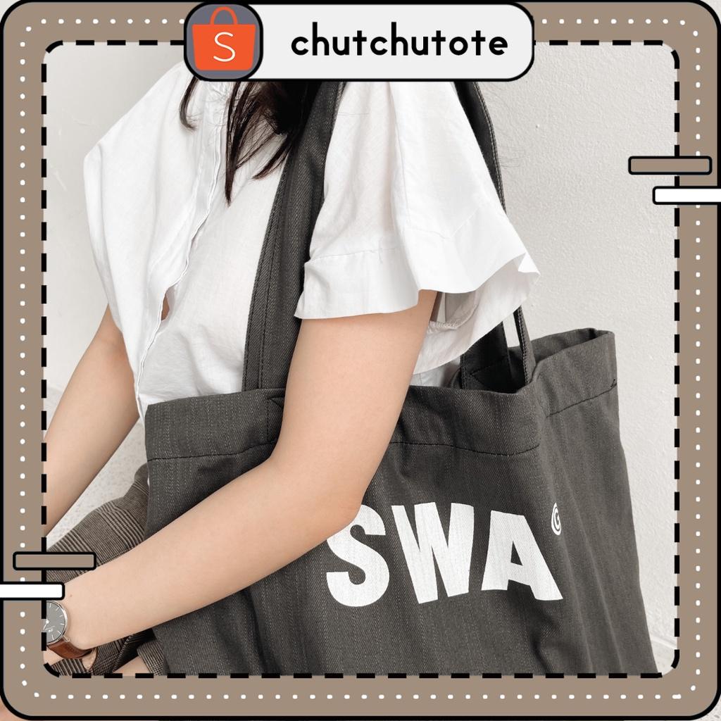 T256-T257/ Túi Vải Tote Thời Trang Đi Học Đi Chơi Form Rộng To Đựng Laptop