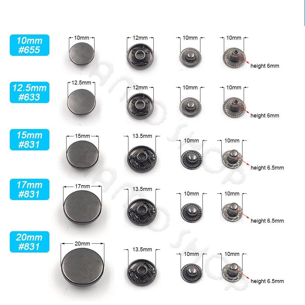 Nút bấm 4 thành phần Nút quần jean 4 thành phần Loại 15mm Bằng thau Màu bạc, vàng, đồng, đen Phụ liệu may mặc