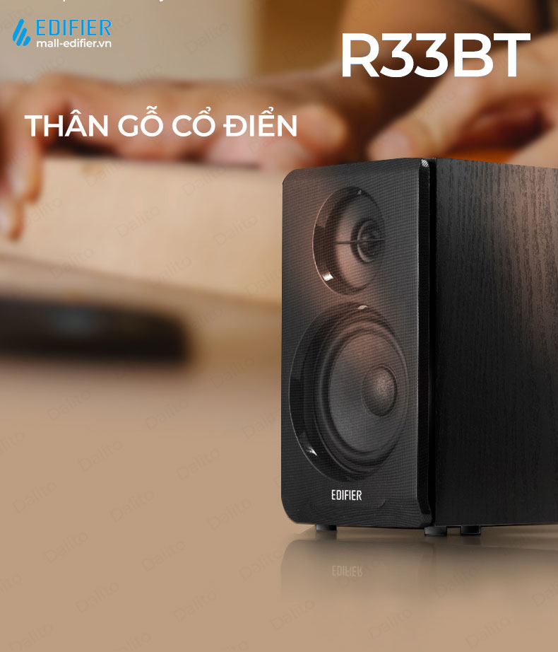 Loa Bluetooth Edifier R33BT (Màu Đen), Kết Nối Máy Tính Cổng AUX, Công Suất 10W, Nghe Nhạc Driver Bass 92mm