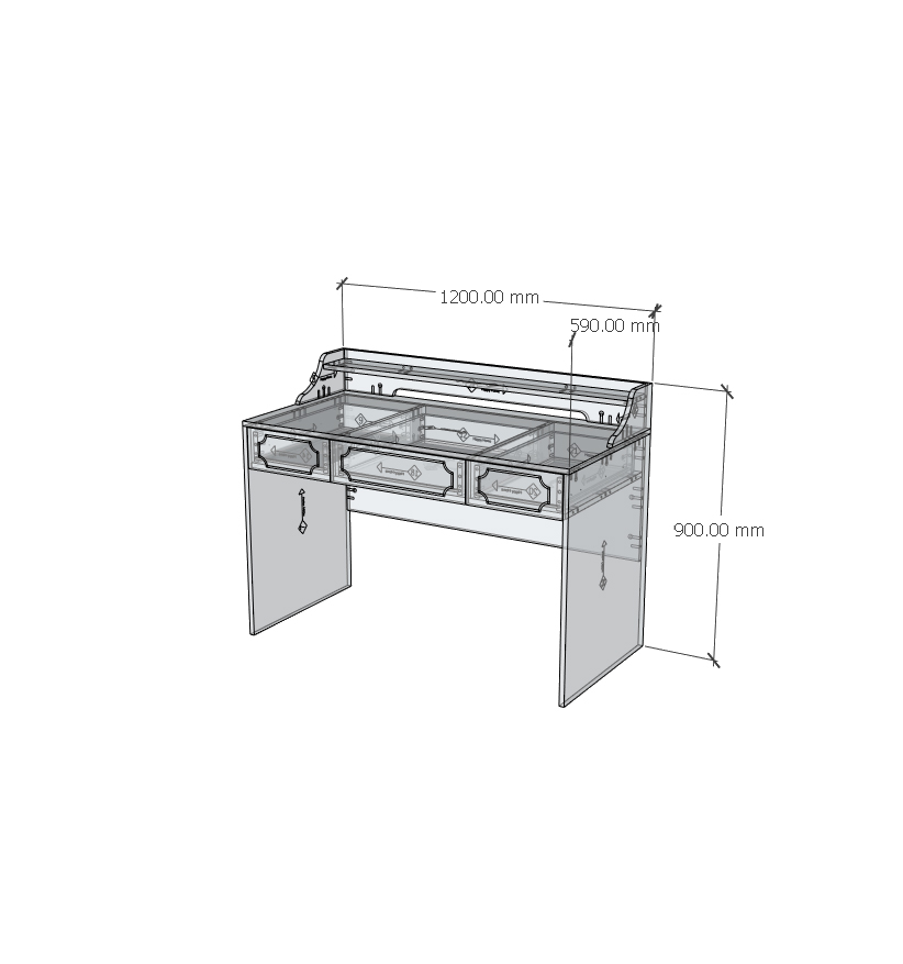 [Happy Home Furniture] NERIS, Bàn làm việc 3 ngăn kéo , 120cm x 59cm x 90cm ( DxRxC), BAN_075