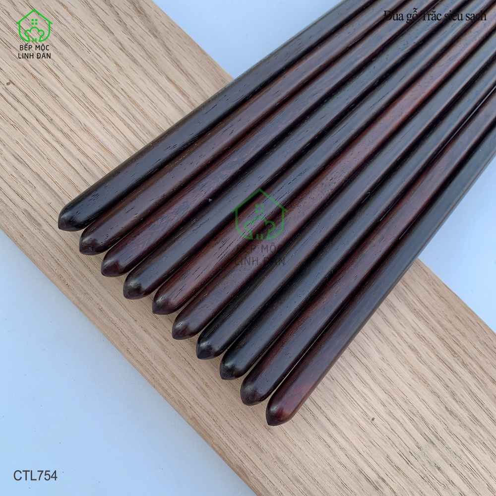 Đũa Ăn Cơm Gỗ Trắc Tự Nhiên Siêu Sạch HAHANCO Đầu Búp Cách Điệu