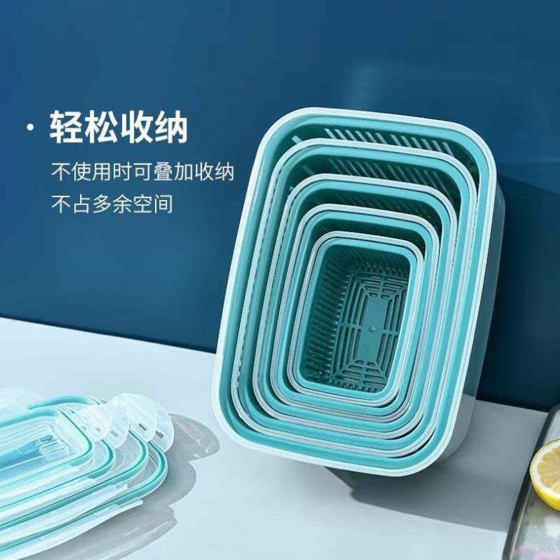 SÉT 5 HỘP ĐỰNG ĐỒ TỦ LẠNH ĐA NĂNG 2 LỚP CAO CẤP CÓ NẮP ĐẠY ĐỰNG THỰC PHẨM