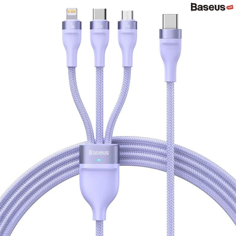 Cáp Sạc Nhanh Đa Năng 3 in 1 Baseus Flash Series Ⅱ One-for-three Fast Charging Cable - hàng chính hãng