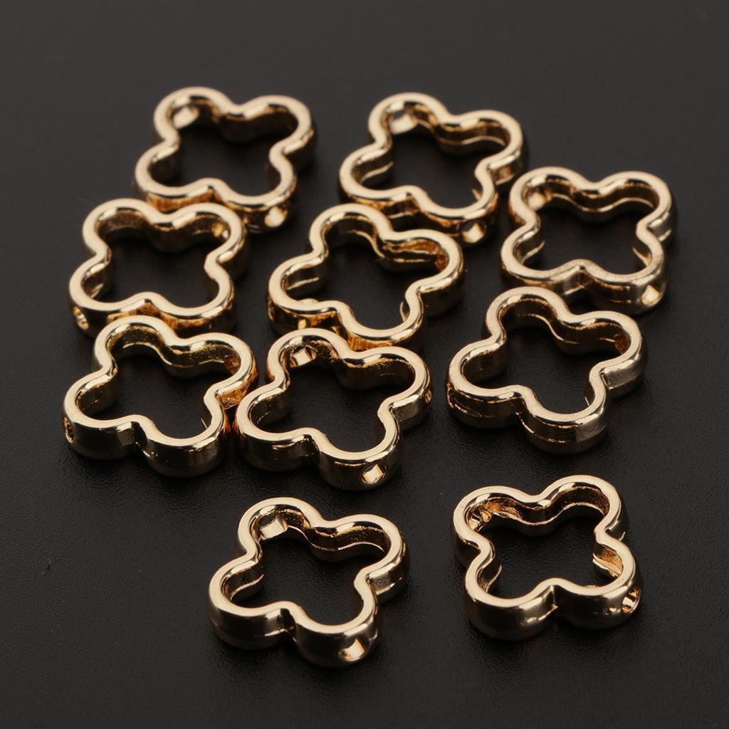 10 Pieces Metal Geometric Hollow Charms Pendant for DIY Earrings Flower