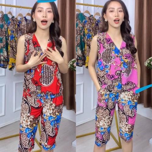Đồ bộ nữ mặc nhà chất cotton, bộ ngủ nữ cổ V trẻ trung siêu co dãn cực thoải mái