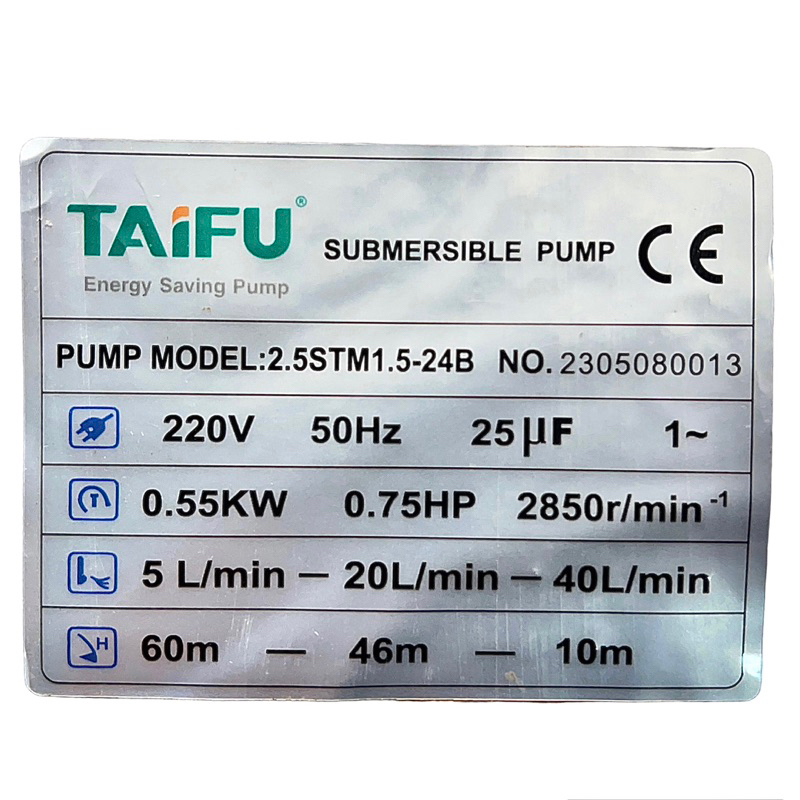 Bơm hỏa tiễn 550W thân inox 304 có hộp tụ đi kèm TAIFU - Bảo hành 1 năm